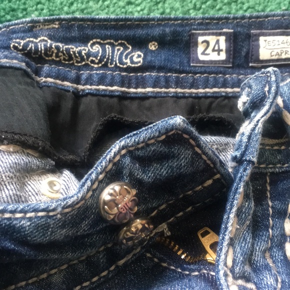 Miss Me Cropped Black and Silver Sequin Jeans - Picture 6 of 9